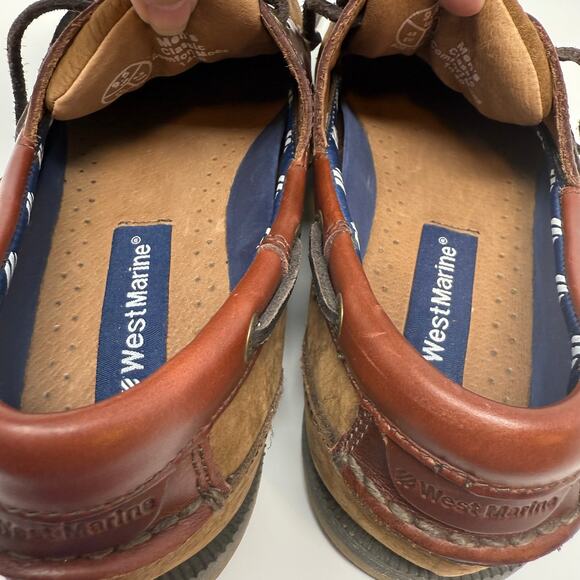 West Marine Boat Shoes Men's 9.5 Brown Leather Classic Comfort Mocs Casual EUC - Picture 11 of 12